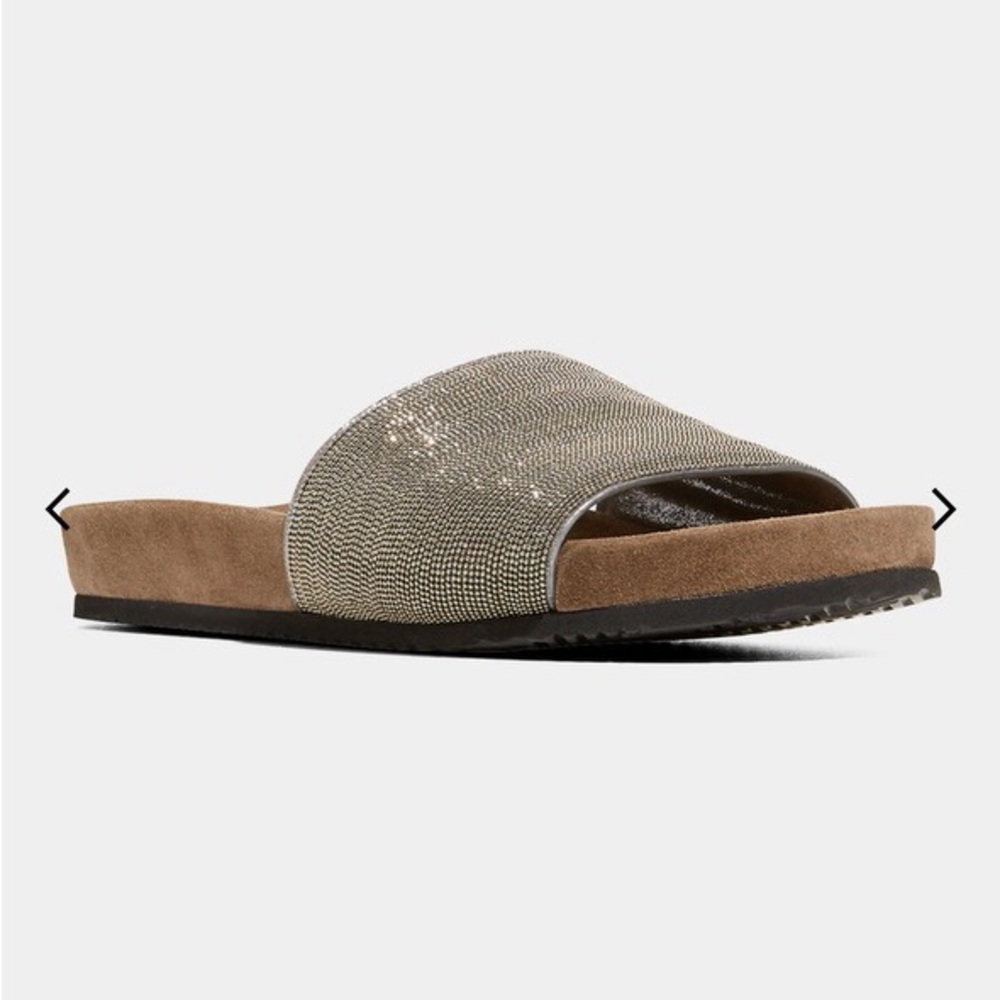 Brunello Cucinelli - Monili Band Flat Pool Sandals - size 8